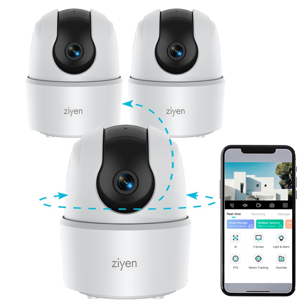Kit De Tres Cámaras De Seguridad Interior Ziyen Wifi Vision Nocturna 2mp