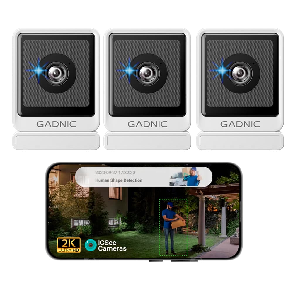  Kit x3 Cámara de seguridad Gadnic Wifi 3MP Mini Interior Ventana Full HD Visión Nocturna