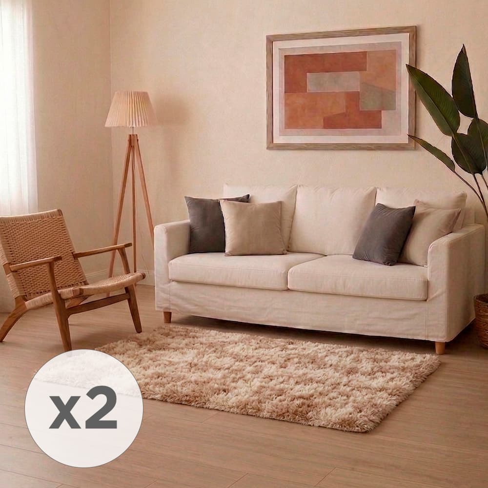 Kit x2 Alfombra Nórdica Gadnic 1x15 Mts Living Lavable Súper Soft Felpa Suave Antideslizante 40mm