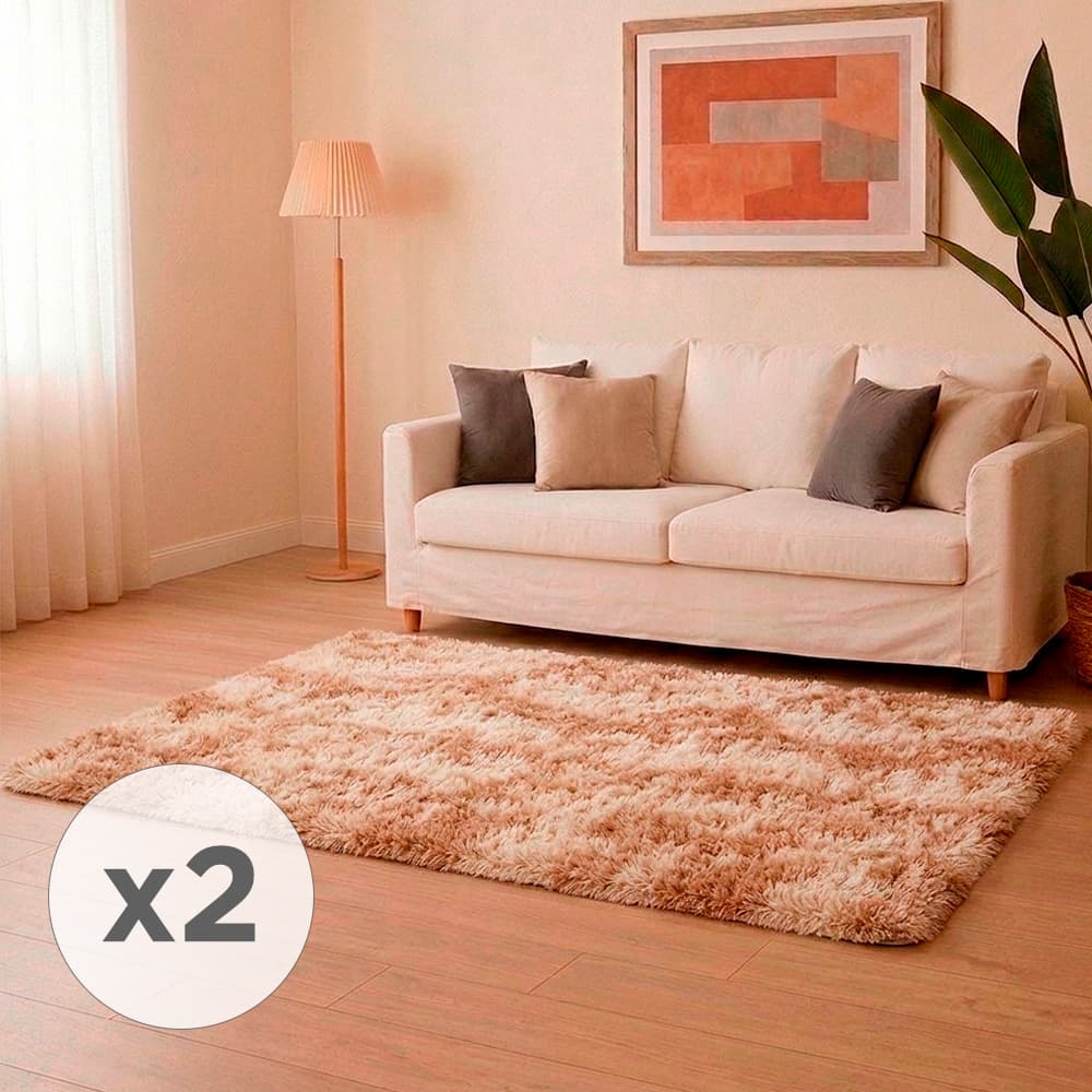 Kit x2 Alfombra 2x14 Mts Nórdica Living Gadnic Lavable Súper Soft 