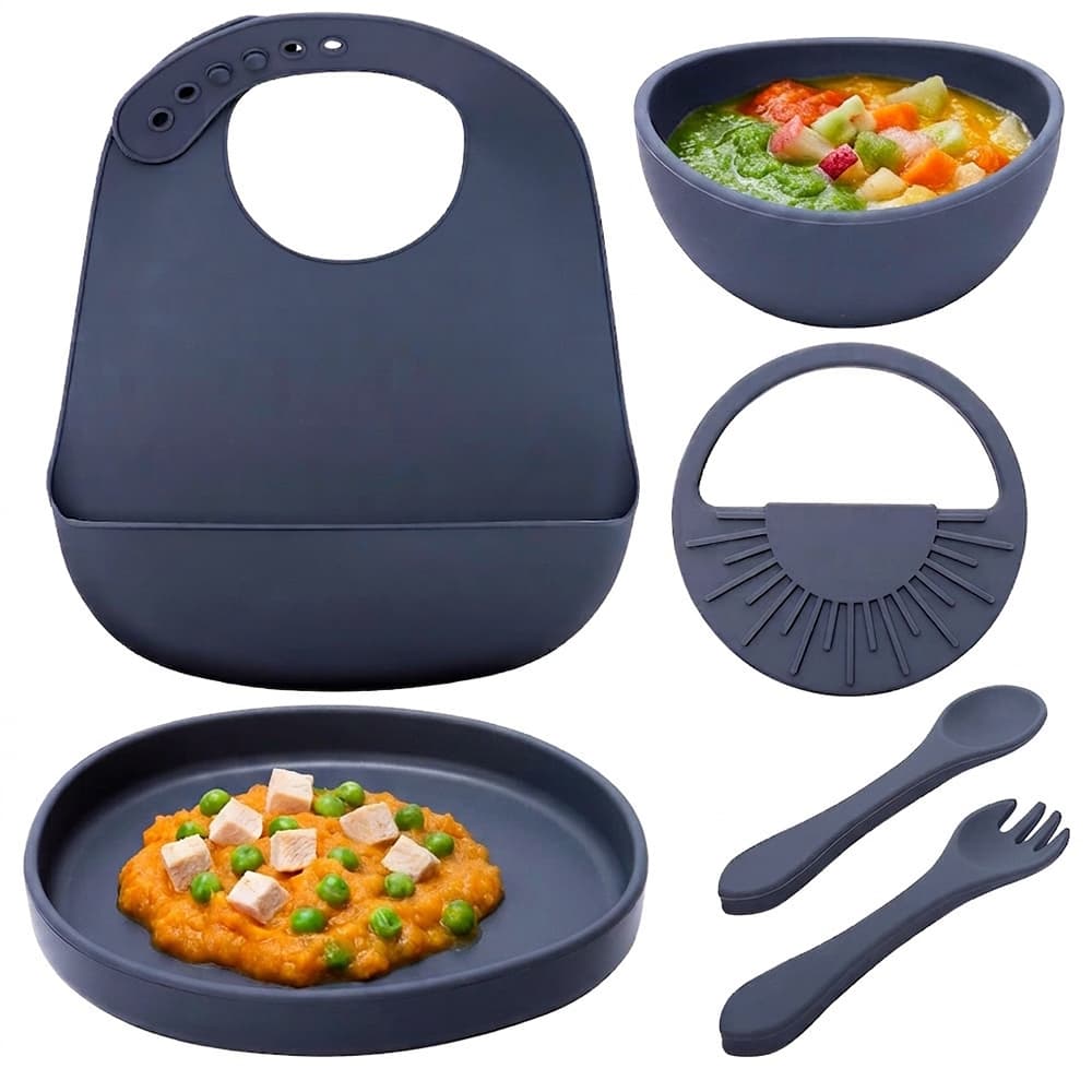 Set de Alimentación de Bebé Gadnic Cubiertos Platos de Silicona 