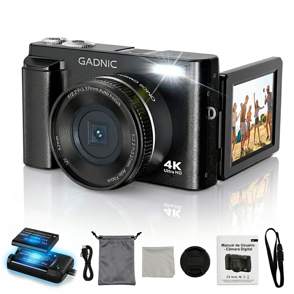 Cámara Digital 4K Gadnic 48MP Pantalla Abatible Vlogging