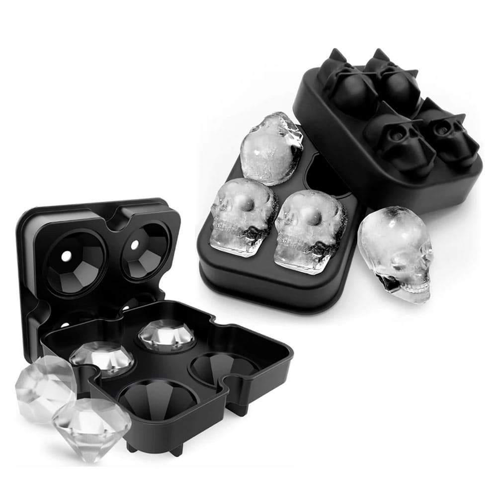 Set x2 Cubeteras de Silicona Para Hielo Gadnic ICE04 4 Hielos Calavera Y Diamante Outlet