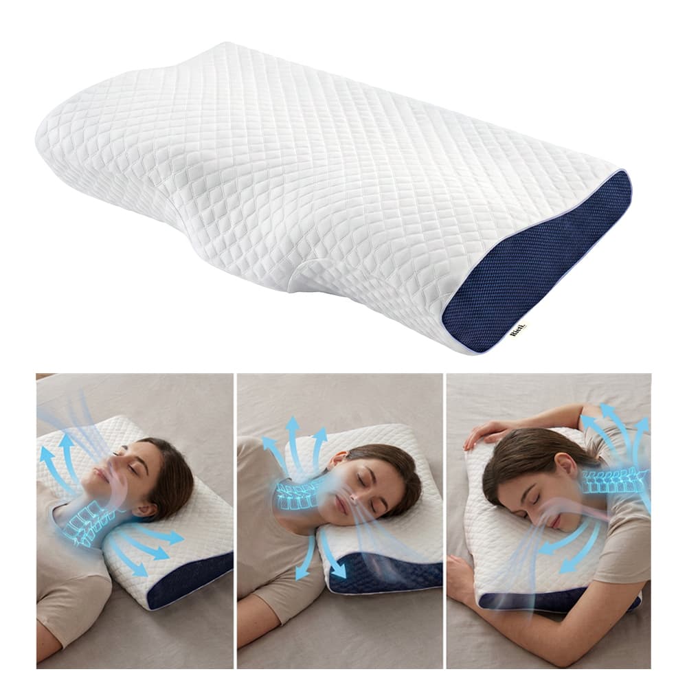 Almohada Cervical Memory Foam Rieti By Gadnic Ergonomica Diseño Mariposa Espuma Viscoelastica Con Soporte Cervical