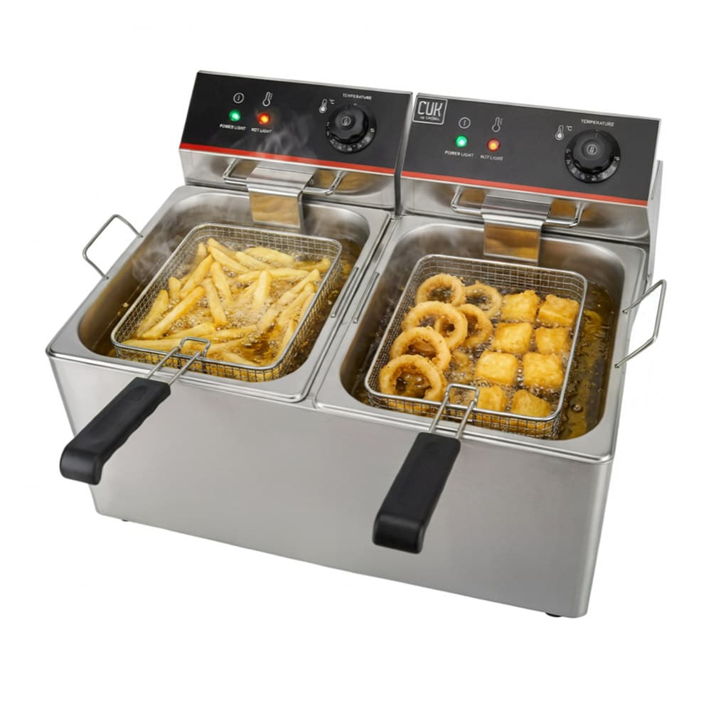 Freidora Industrial Aceite Eléctrica Doble Capacidad 16lts Acero Inoxidable  Outlet