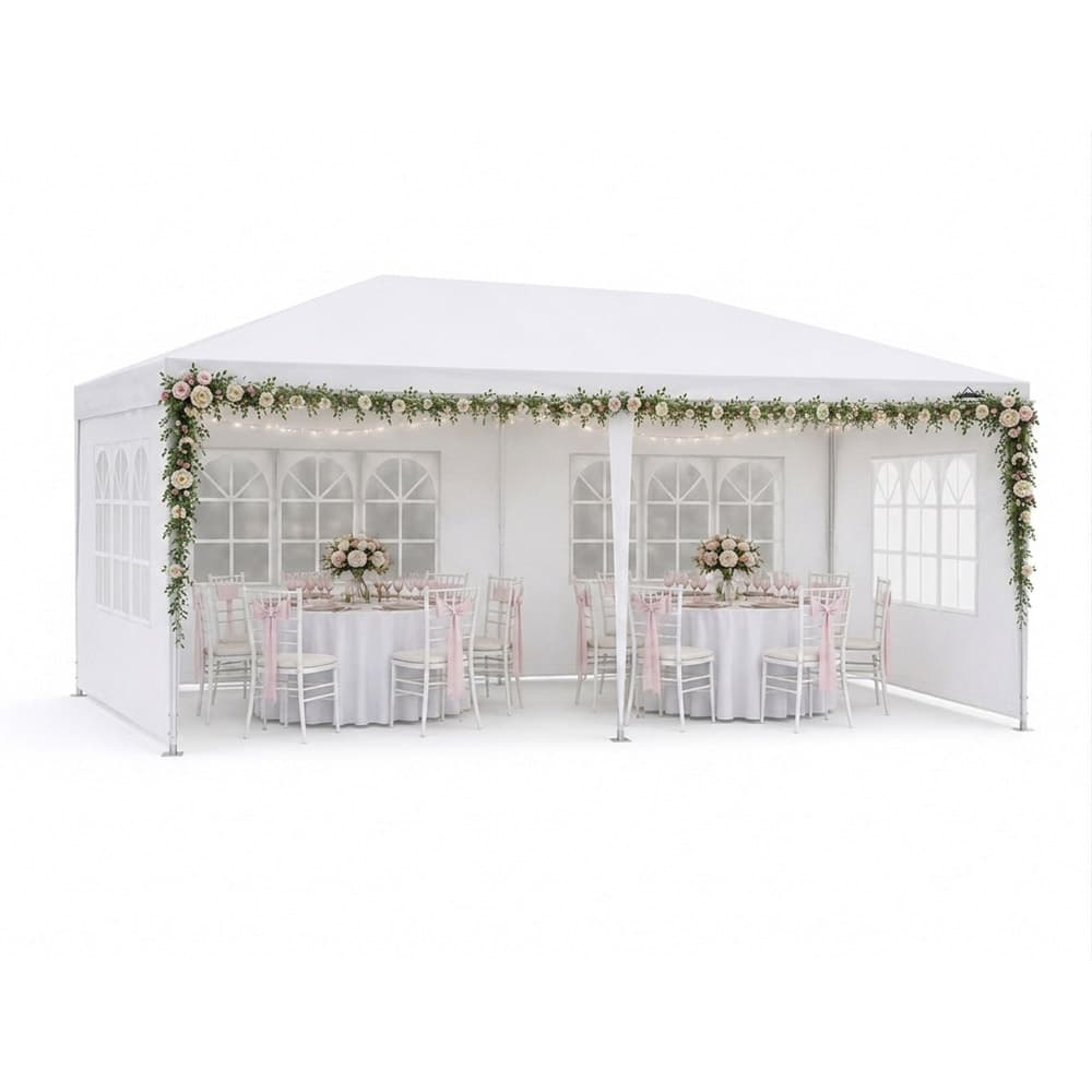 Gazebo 6 x 3 Metros South Port By Gadnic Para Eventos 4 Ventanas Lona PE Impermeable Exterior Carpa Pérgola