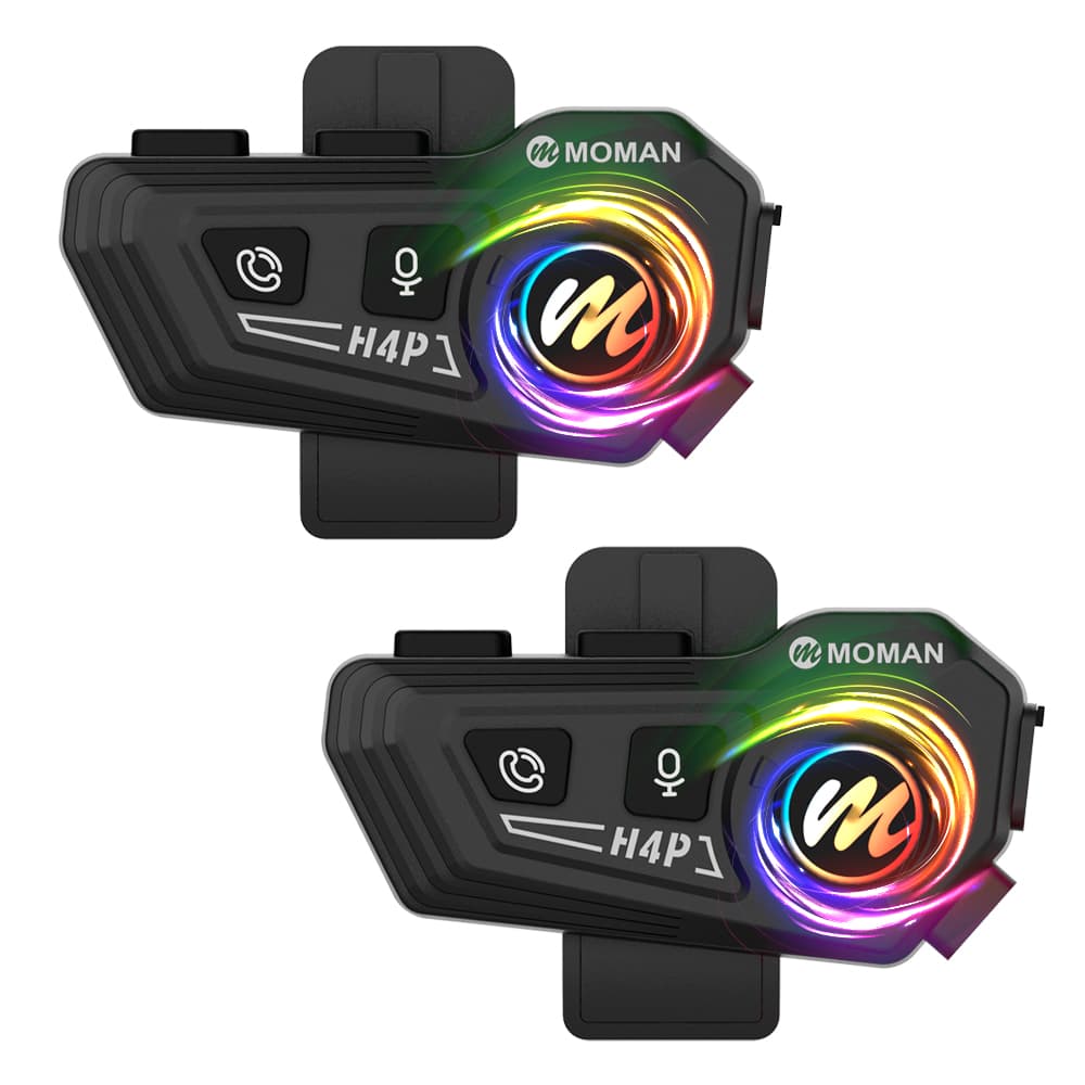 Kit x2 Auriculares Casco Moto Moman RS-H4P Reducción Ruido Bluetooth Resistente Al Agua