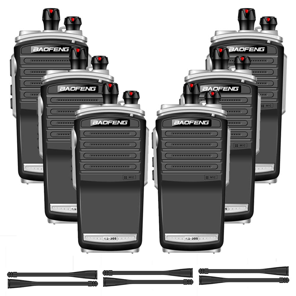 Handy Baofeng KS-305 Profesional Kit x6 5w Hasta 10km + 12 Baterías y 6 Manos Libres