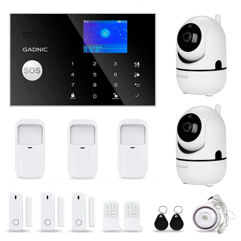 Kit Alarma Domiciliaria 6 Sensores + 2 Camaras De Seguridad