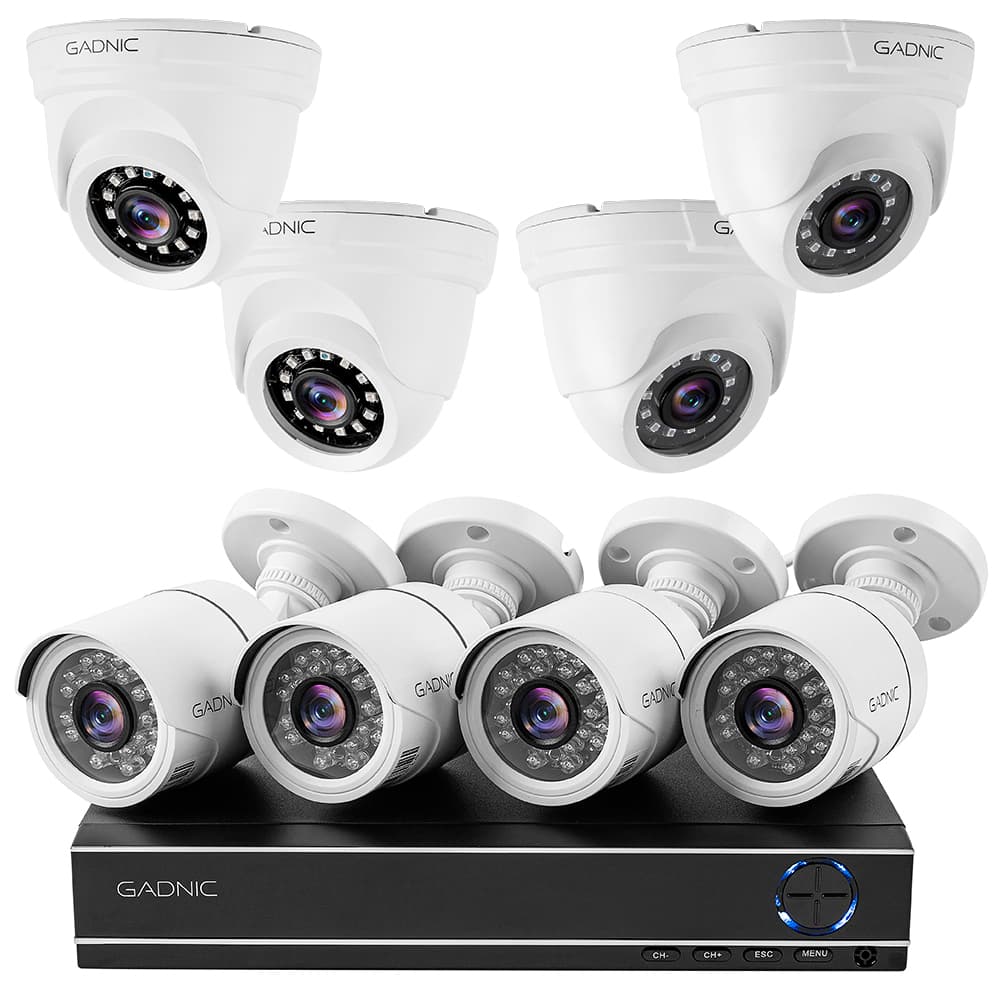 Kit 4 Cámaras de Seguridad Interior/Exterior + 4 Domos De Interior FULL HD 1080 Visión Nocturna