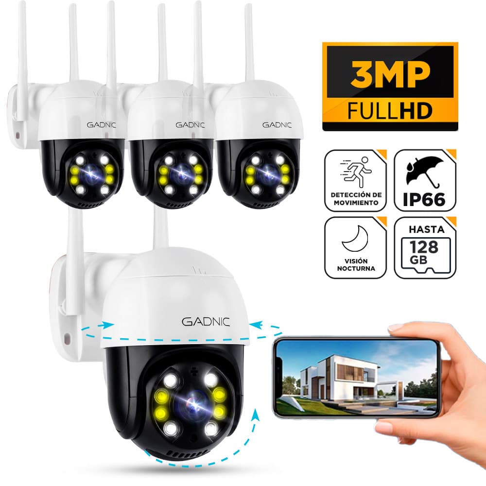 Kit Cámara de Seguridad Gadnic P245F22 Domo 3MP IP66 Bluetooth Wifi Visión Nocturna x4