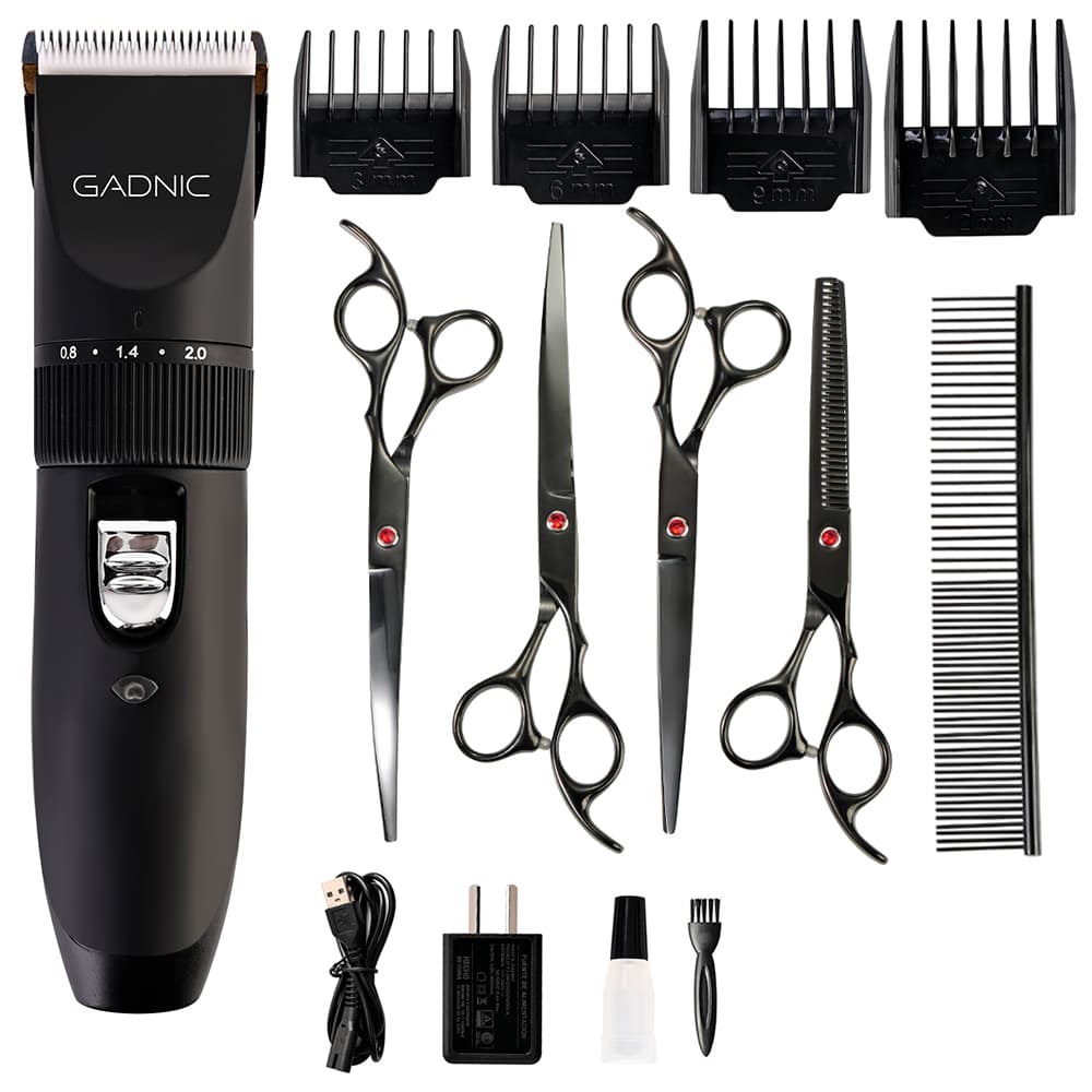 Set peluquería de mascotas gadnic Cortadora de pelos + 4 tijeras Profesionales