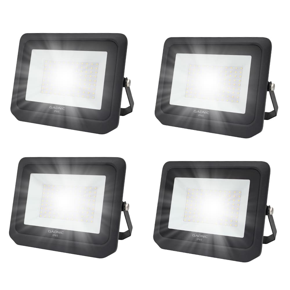 Kit x 4 Reflectores Led Blanco 100W Exteriores Alta Potencia