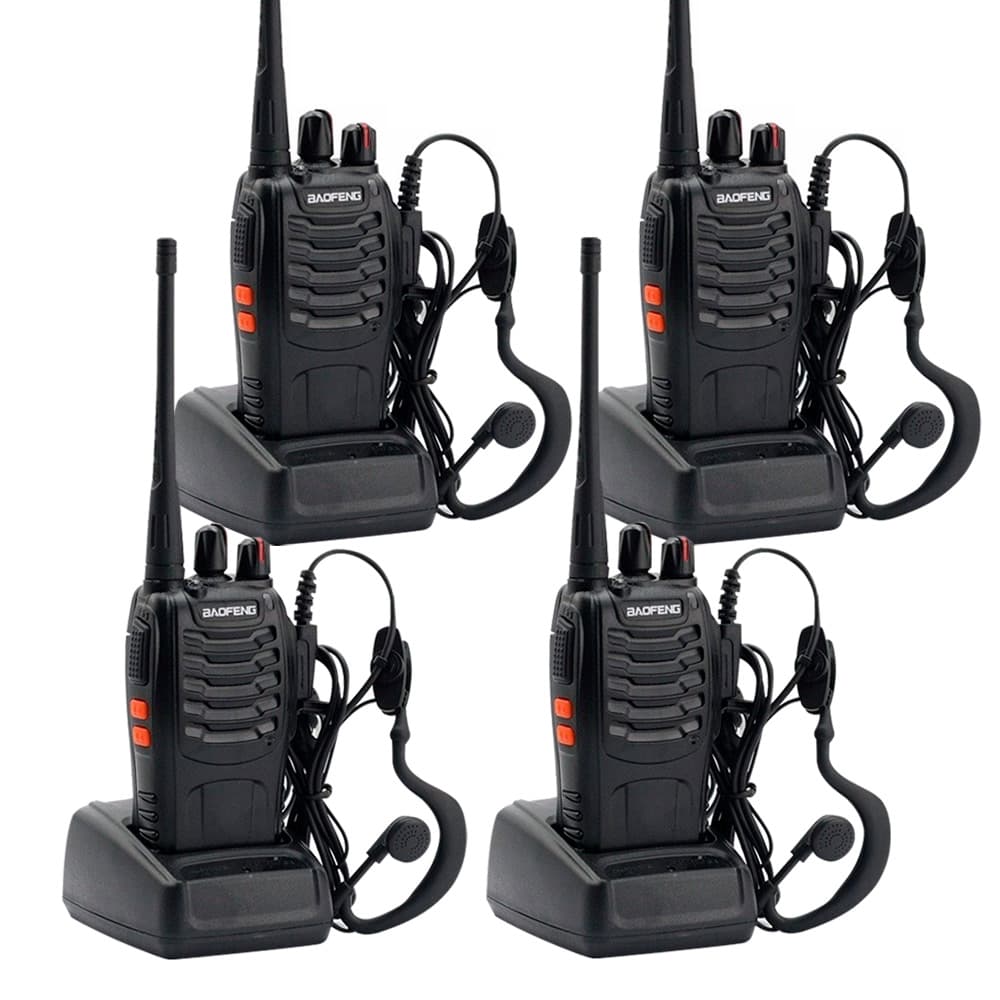 Handy Baofeng BF-888S Kit x4  5w 16CH UHF Hasta 10km + 8 Baterías y 4 Manos Libres