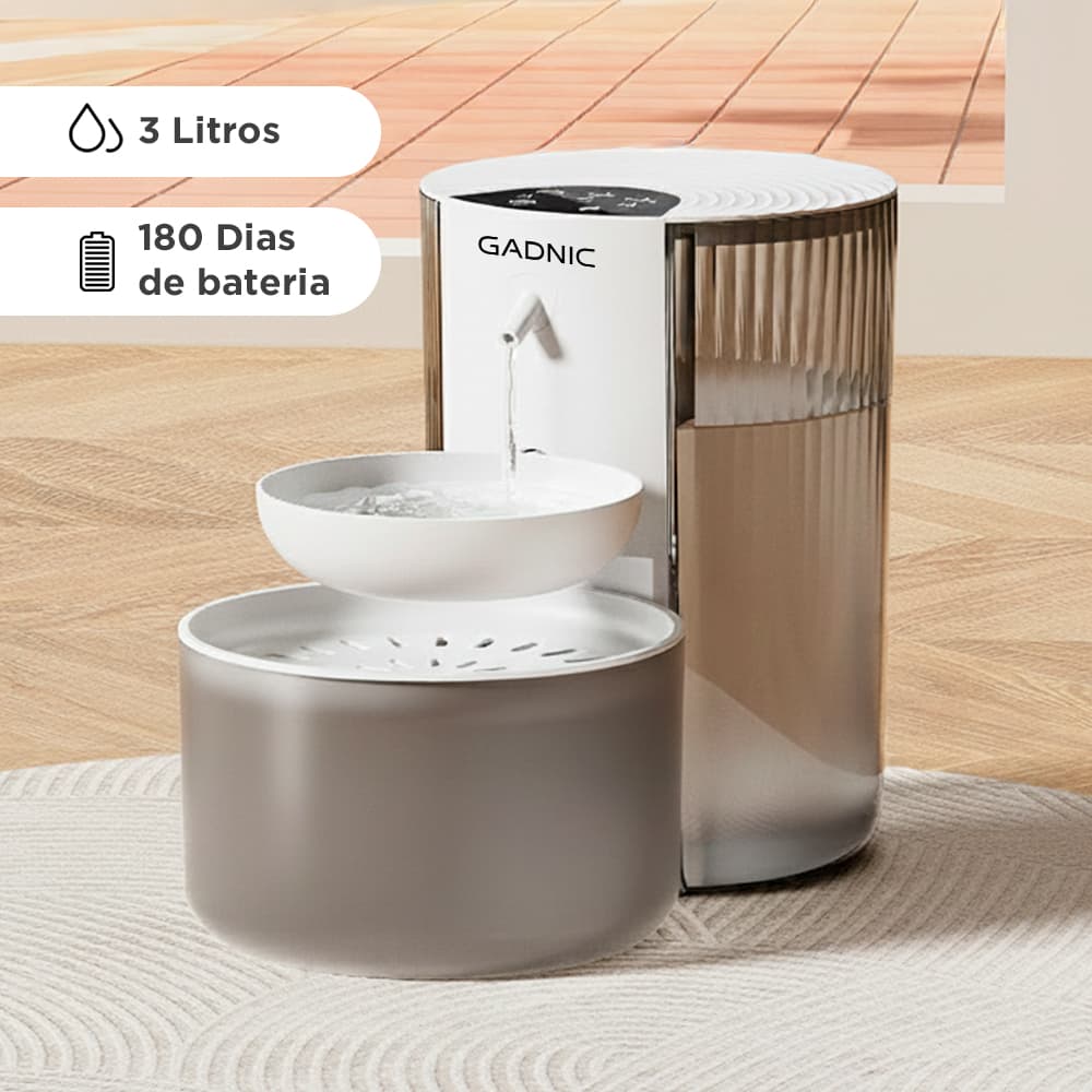 Bebedero Automático Para Mascotas Gadnic Inteligente Sin Filtro Inalámbrico 3 Litros  Outlet