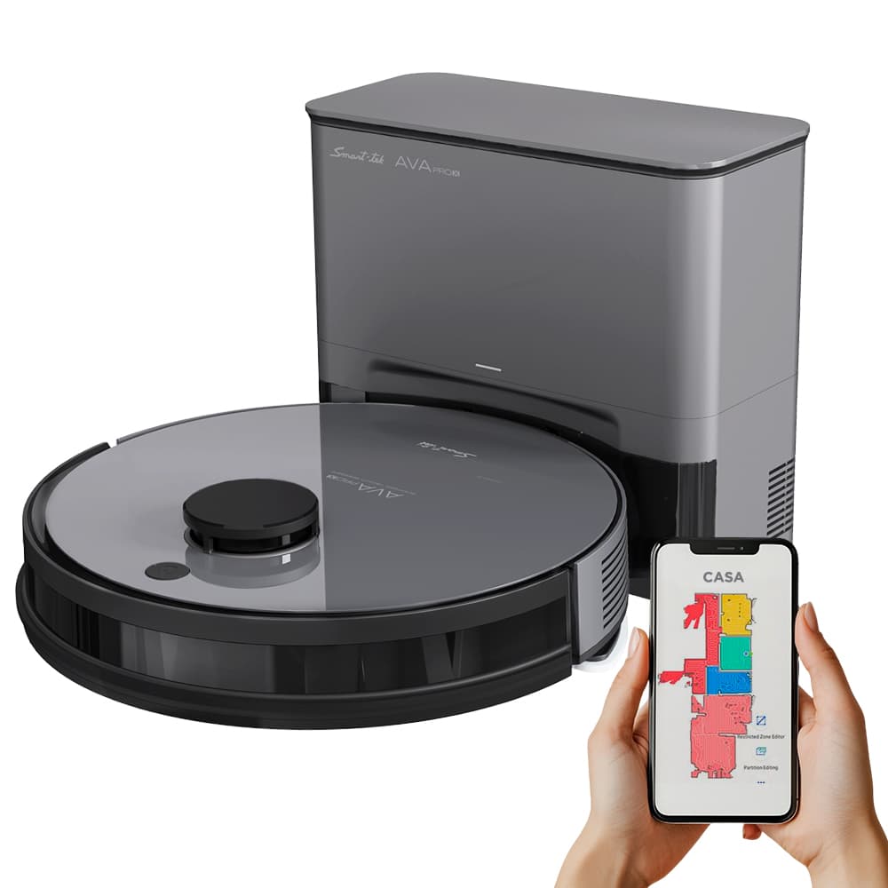 Aspiradora Robot Smart-Tek AVA PRO X Mapeo Láser Control Remoto App Móvil Depósito Automático Sensor Anticaída Usado