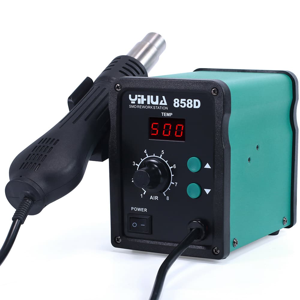 Pistola de Aire Caliente Yihua 858D Display Digital 370W Boquillas Intercambiables 