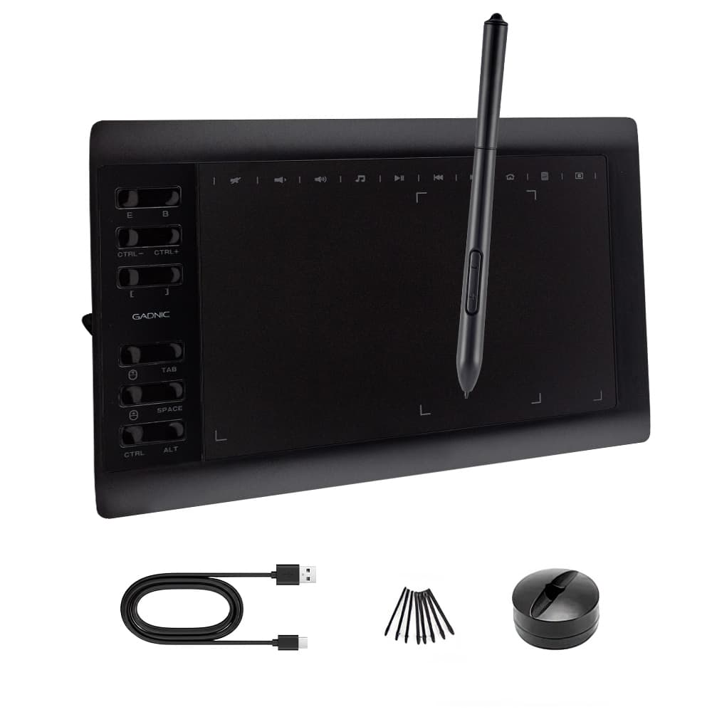 Tableta Gráfica Gadnic 10 x 6" Con 16384 Niveles De Presión Y 22 Accesos Directos