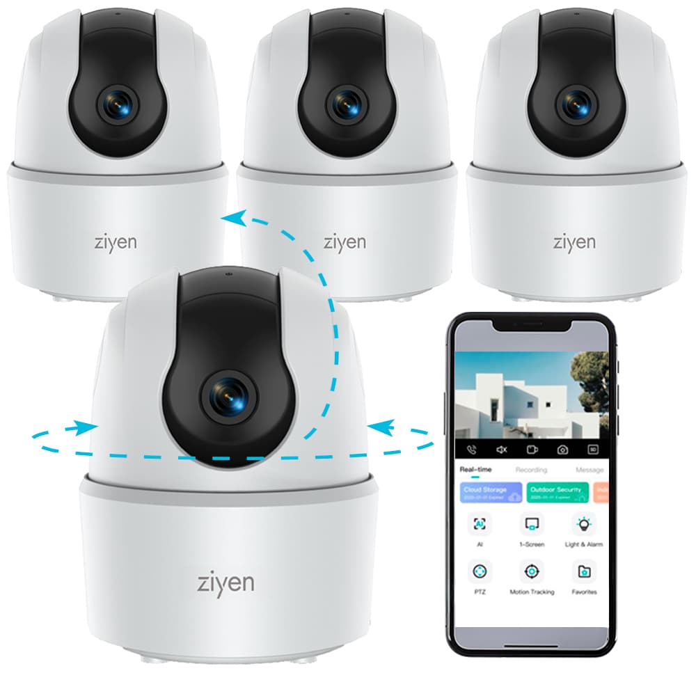 Kit De Cuatro Cámaras De Seguridad Interior Ziyen Wifi Vision Nocturna 2mp