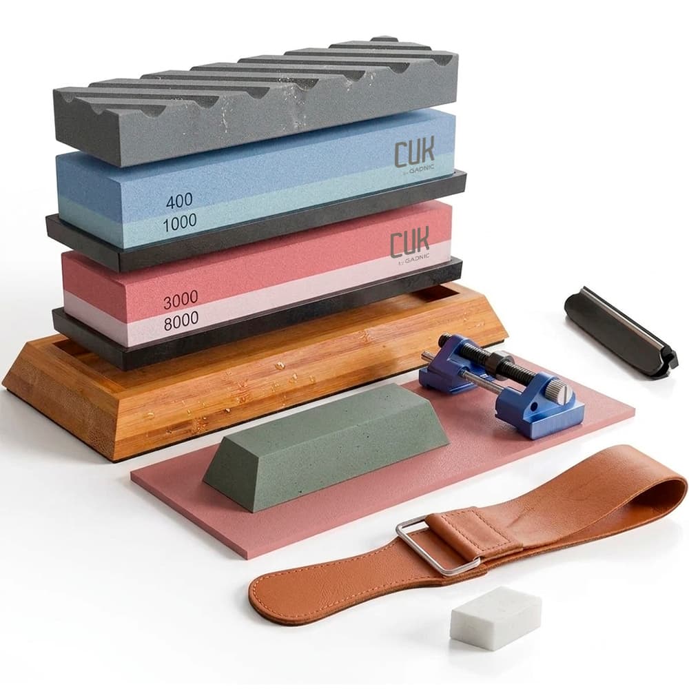 Set Afilador De Cuchillos Cuk By Gadnic Piedras 4 Granos Con Base Antideslizante Con Guías