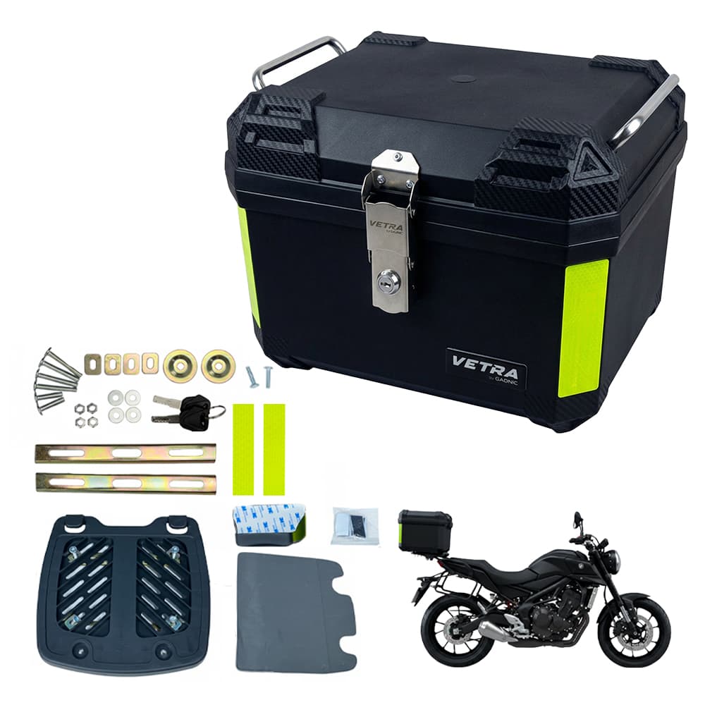 Baúl Trasero para Moto Vetra By Gadnic 45L Plástico Impermeable con Cierre Llave Outlet