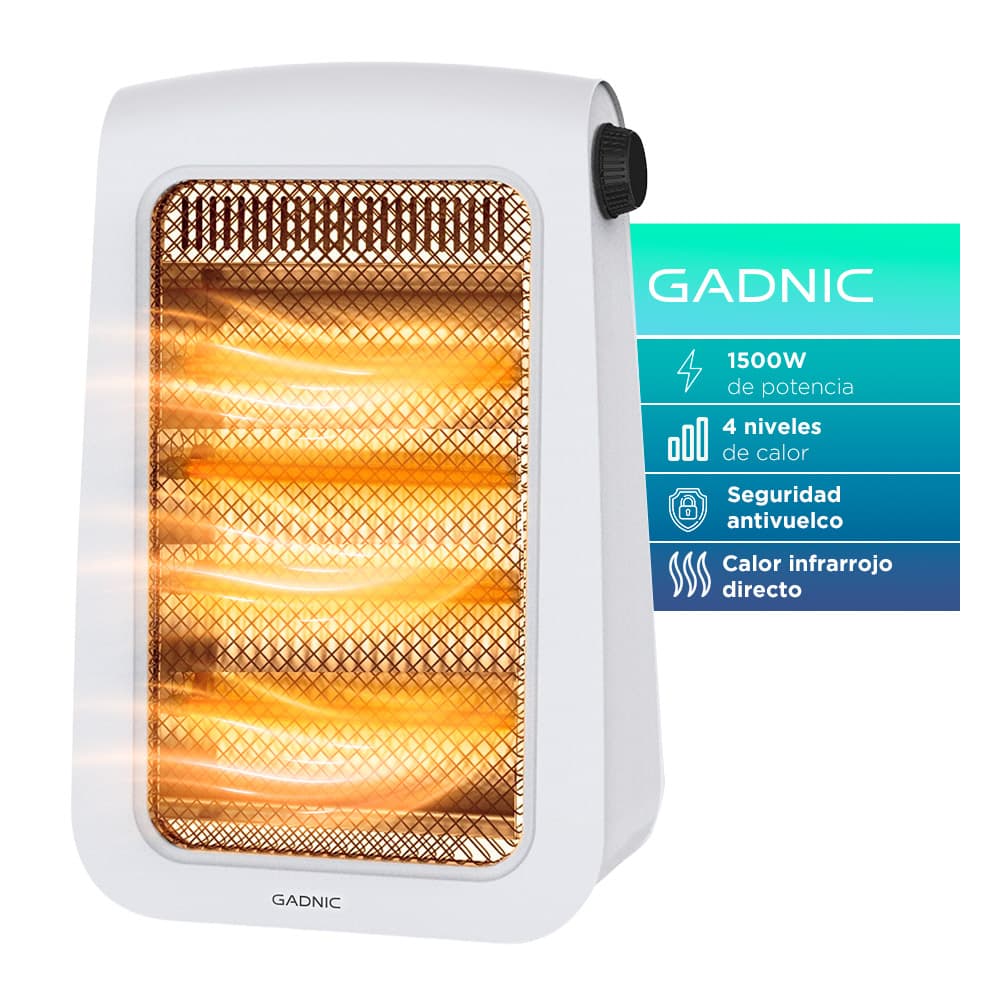Estufa Infrarroja Gadnic 1500W Calor Directo 4 Niveles Silenciosa Hogar