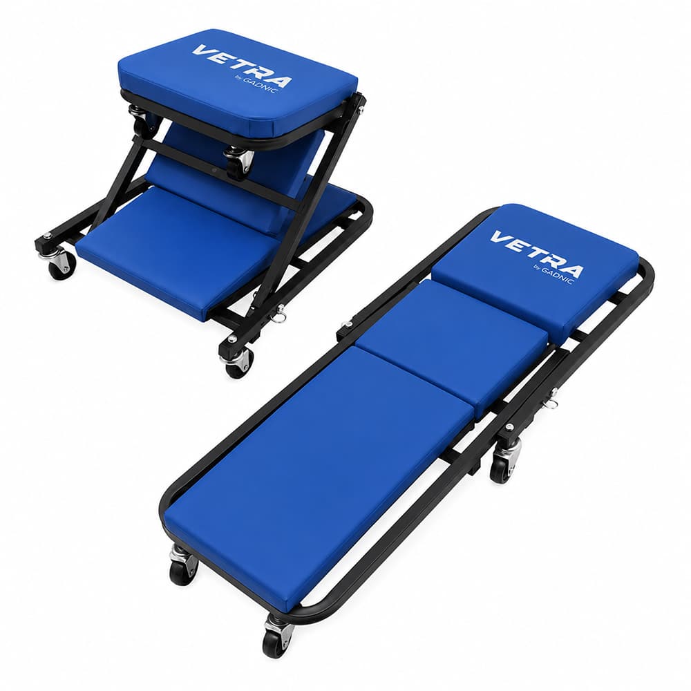 Cama Deslizante Para Mecánico Vetra By Gadnic 2 En 1 Plegable 6 Ruedas Giratorias Soporta 150 Kg Estructura Metálica