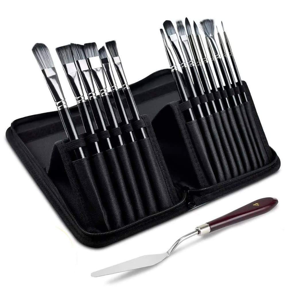 Set x18 Piezas Brochas Pinceles Gadnic Arte Pintura