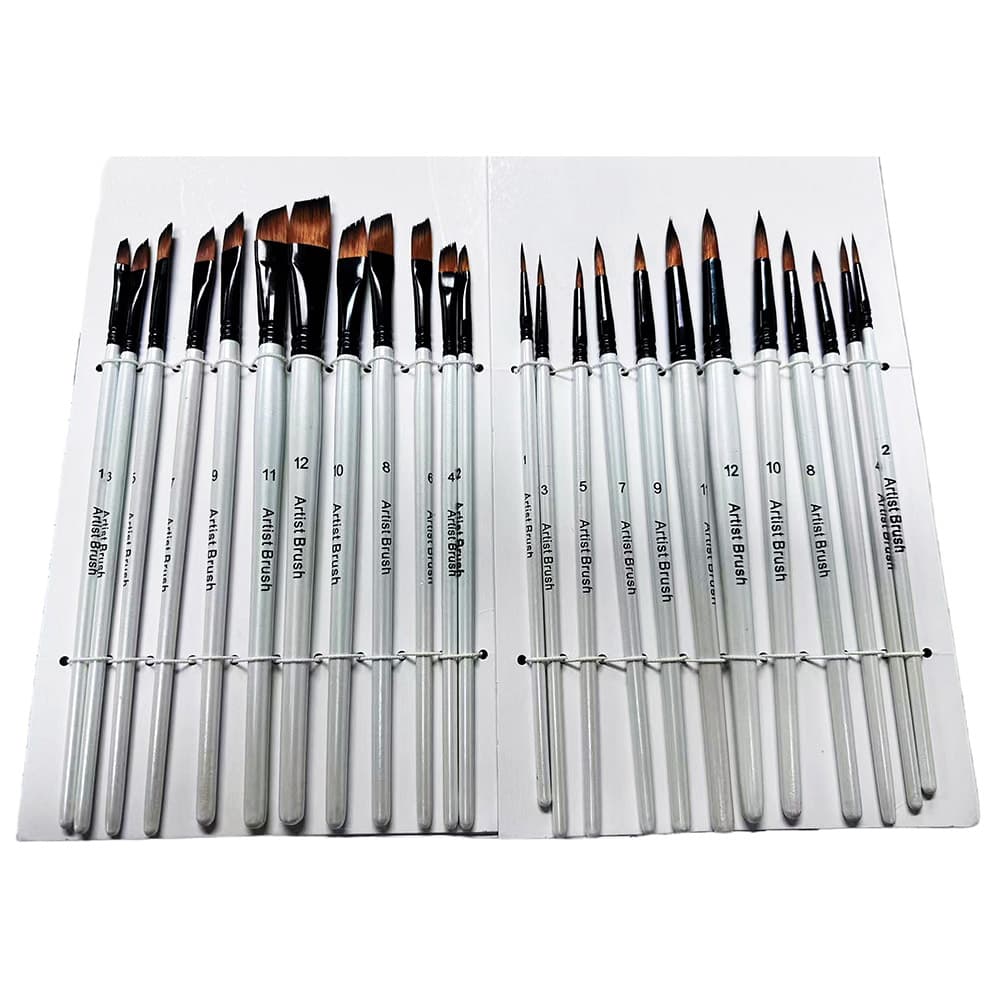 Set 24 pinceles Gadnic Redondos + Planos Profesionales