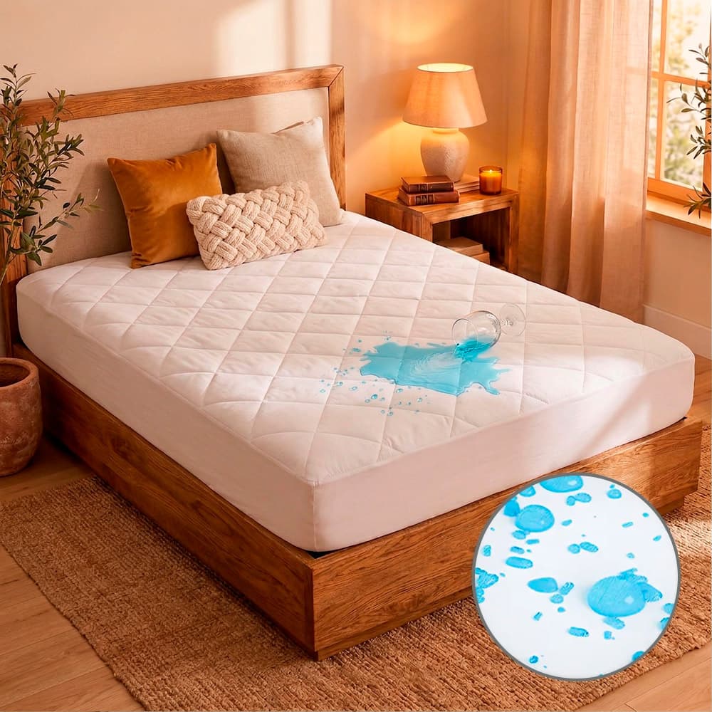 Cubre Colchon Rieti By Gadnic 160x200x30cm Microfibra Impermeable TPU Queen Blanco