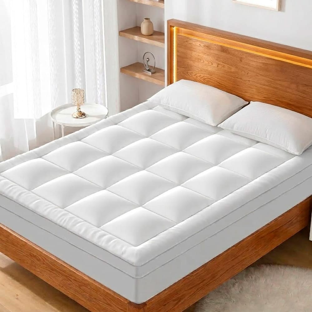Cubre Colchon Acolchado King 200x200x31cm Rieti By Gadnic Espesor 5cm 600gsm Blanco Pillow Top Outlet