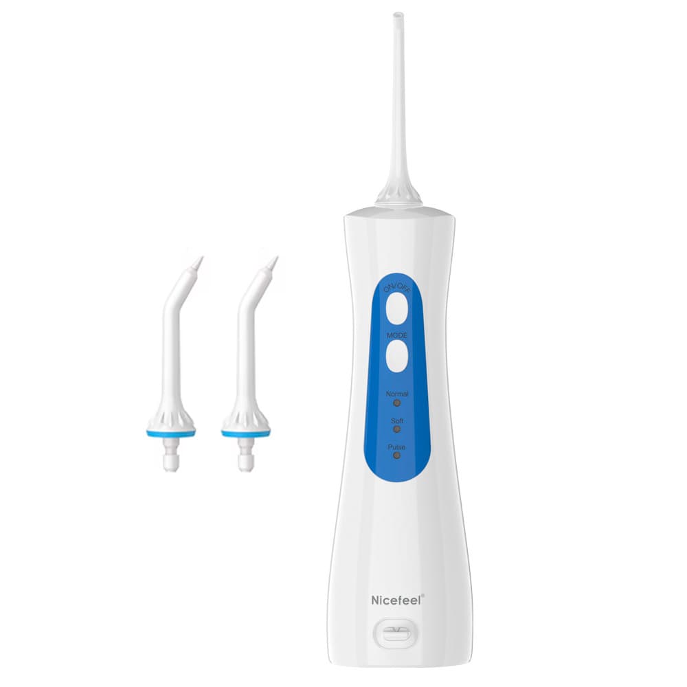 Irrigador Bucal Nicefeel Inalámbrico FC156 Blanco y Azul 2 Boquillas