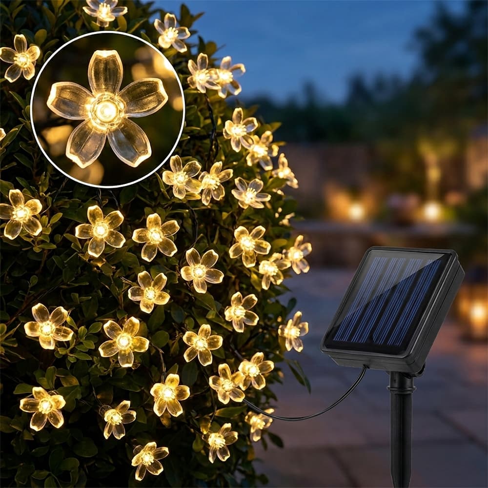 Guirnalda Luces Led Gadnic Flor Cerezo Solar 50 Exterior 7 Mts