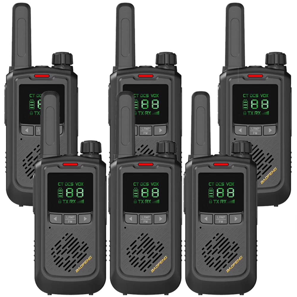 Handy Baofeng BF-T17 Kit x6 16CH UHF Display LCD + 12 Baterías y 6 Manos Libres