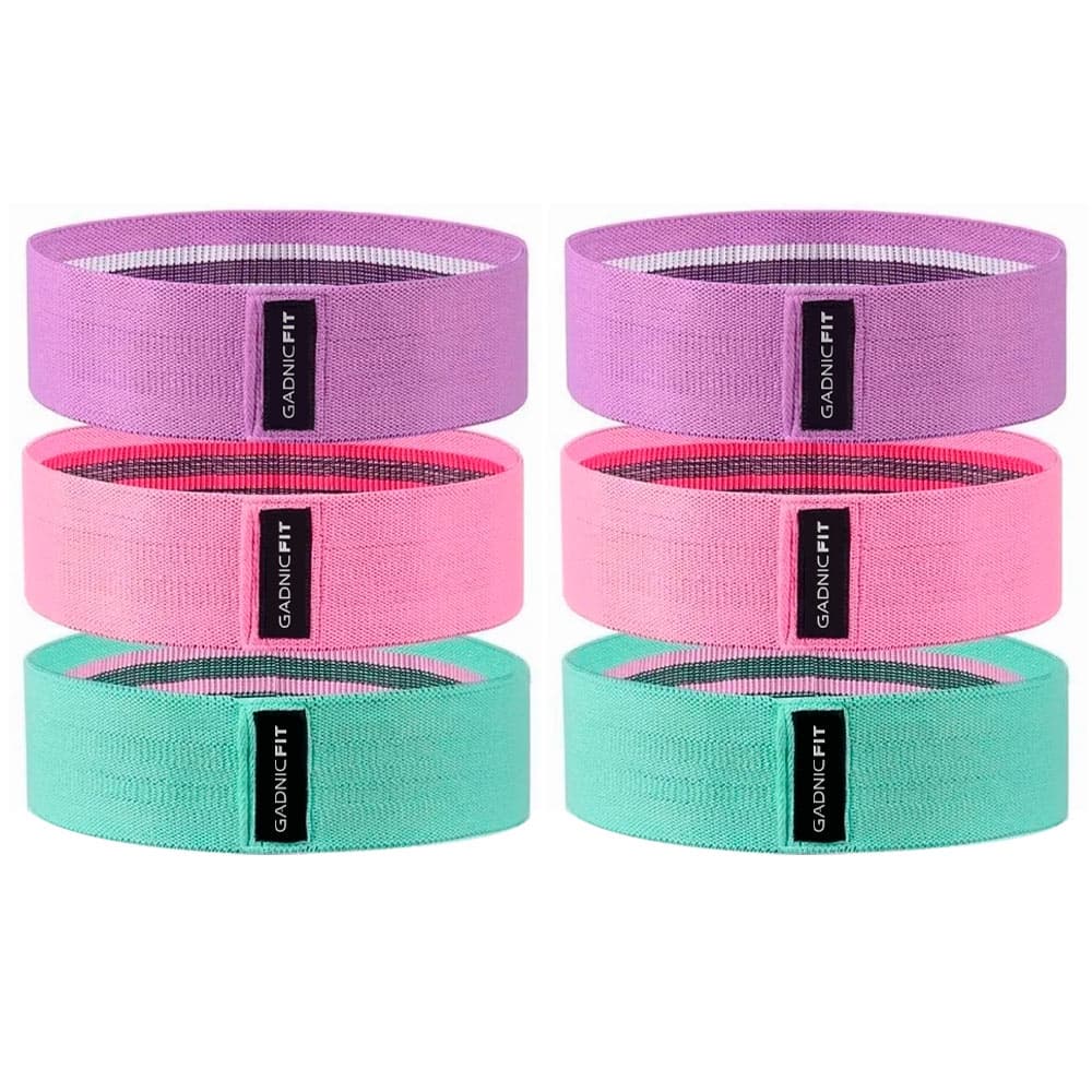 Kit x6 Bandas Elásticas Gadnic Fit Polyester de Resistencia Circulares Isométricas Bolso