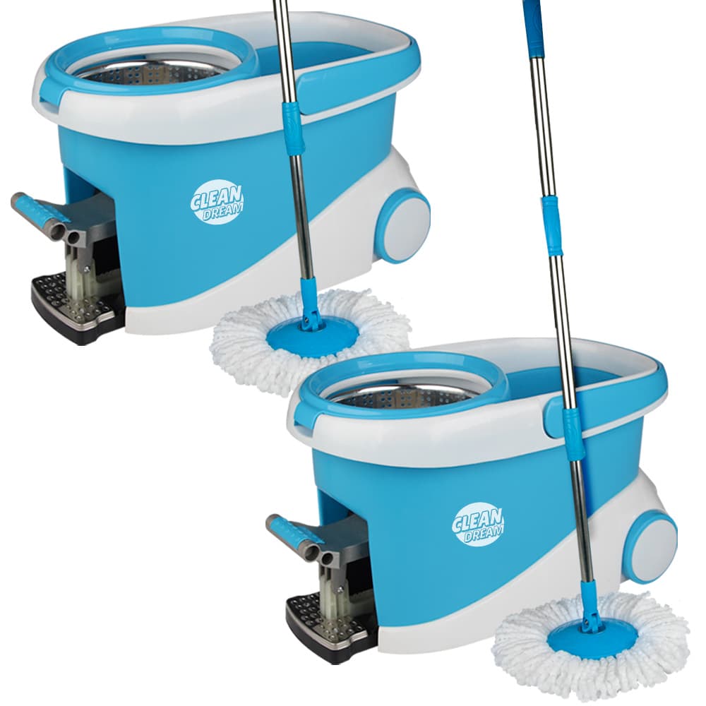 Mopa Gadnic Clean Dream con Balde Escurridor Centrífugo c Pedal Lampazo 360 Kit x2