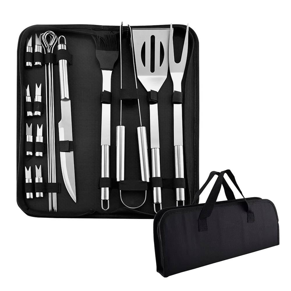 Set Parrilla 18pzs Kit Asador Acero Inoxidable Con Estuche