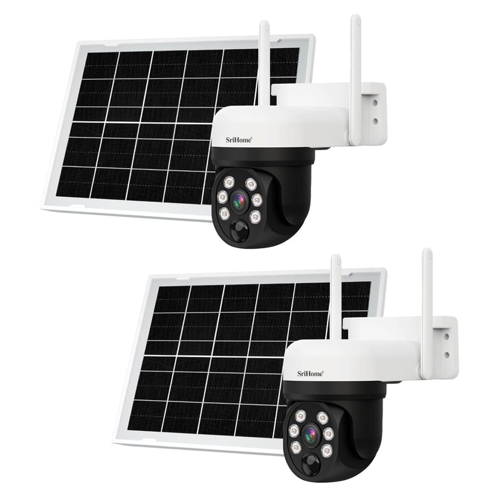 Kit x2 Cámara de Seguridad SriHome 2k 4mp Con Panel Solar