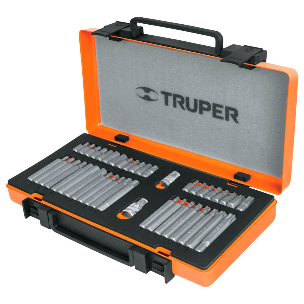Juego Set Puntas 42 Pz Enc 1/2 Truper Adaptadores Estuche
