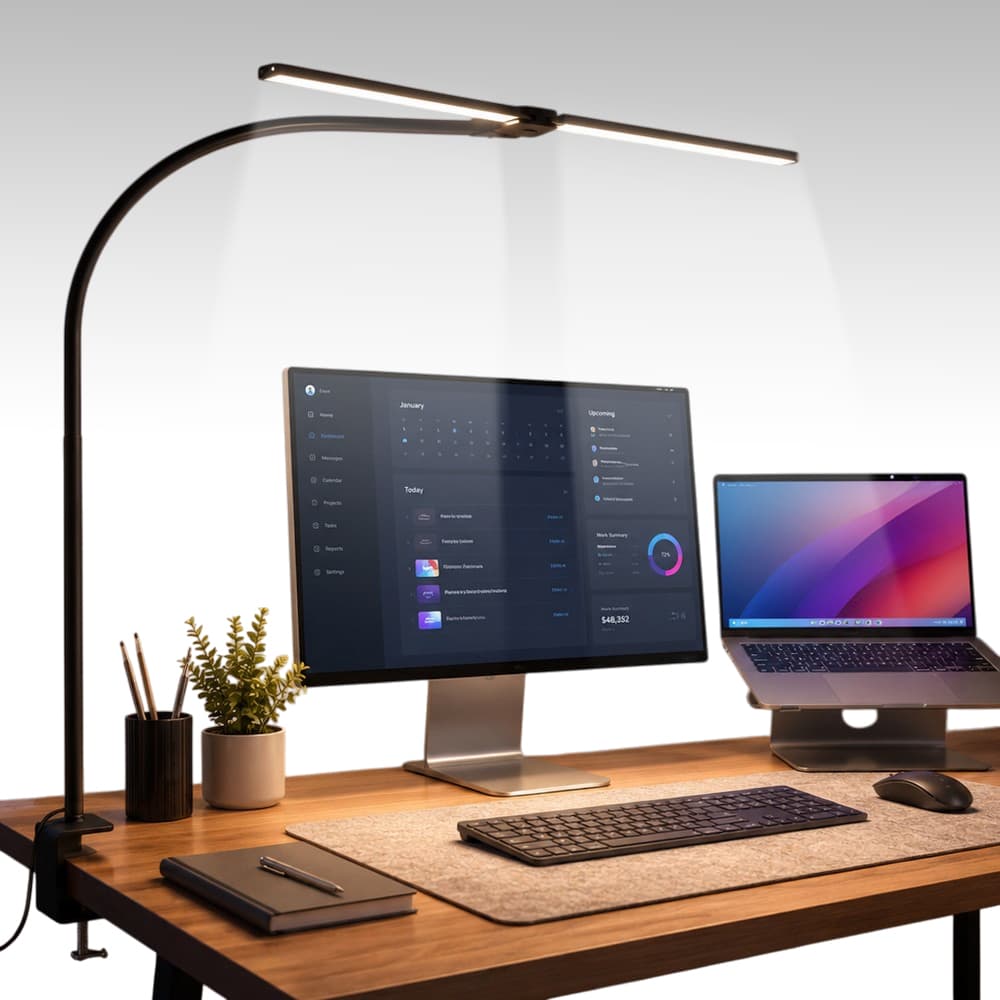 Lámpara de Escritorio Gadnic Regulable Luz LED Brazo Flexible y Clip Metálico