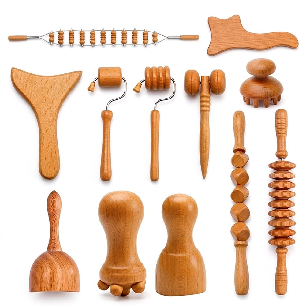 Set Maderoterapia 12 Piezas Gadnic De Madera Facial Corporal Completo