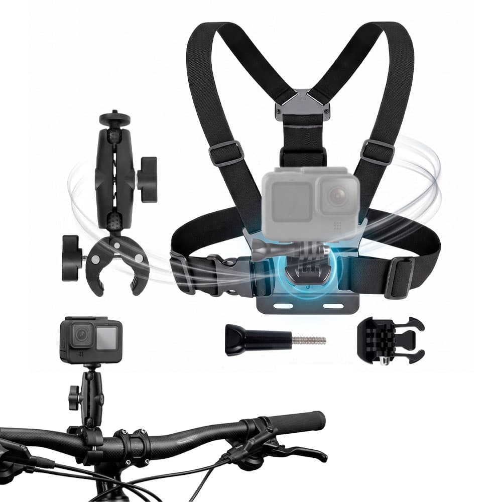 Kit Correa Pecho y Soporte Bicicleta Gadnic Para Cámara de Acción 360