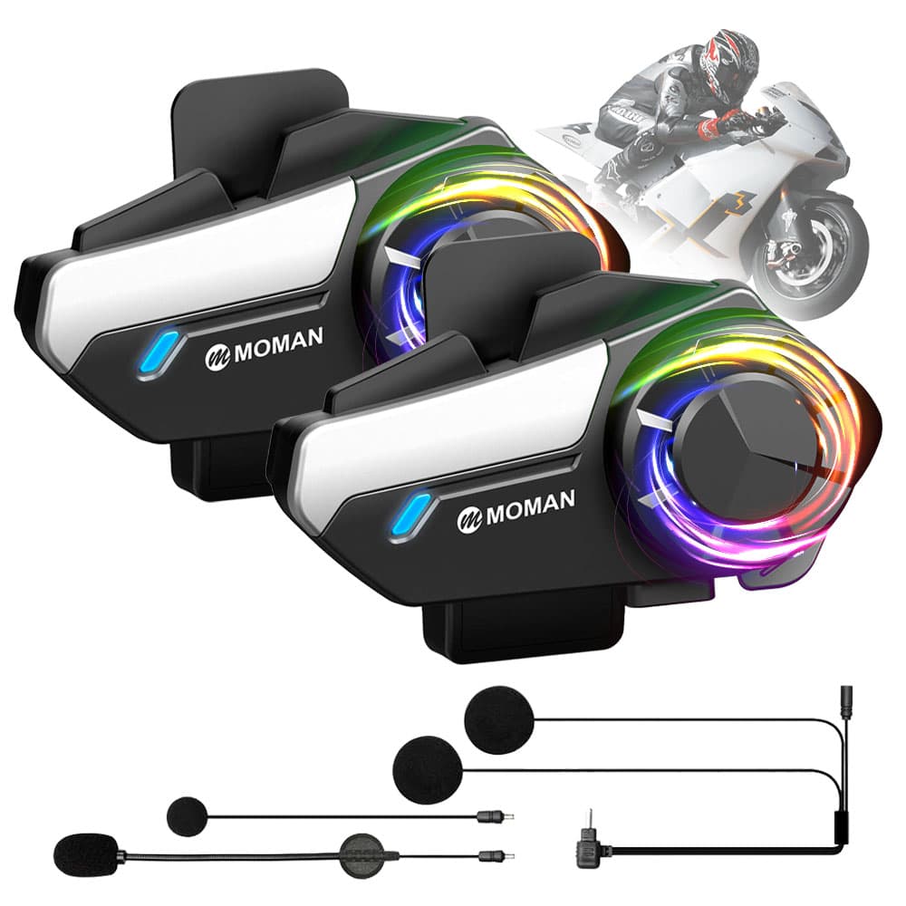 Set x 2 Intercomunicadores Moto Moman H2S 1000m Cancelación Activa IPX6