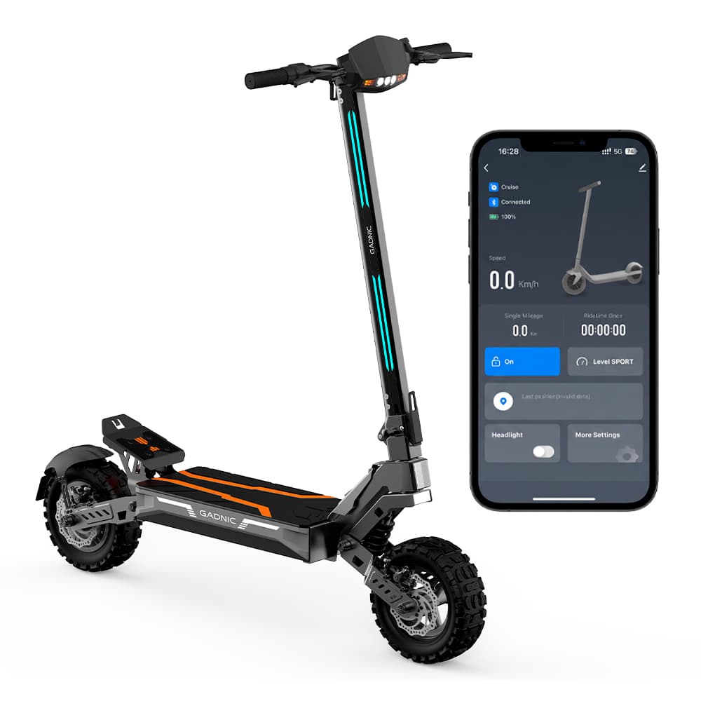 Monopatín Eléctrico Gadnic Motor Potente 1200W Autonomía 80 km Velocidad 25 km/h Neumáticos Todoterreno 11”