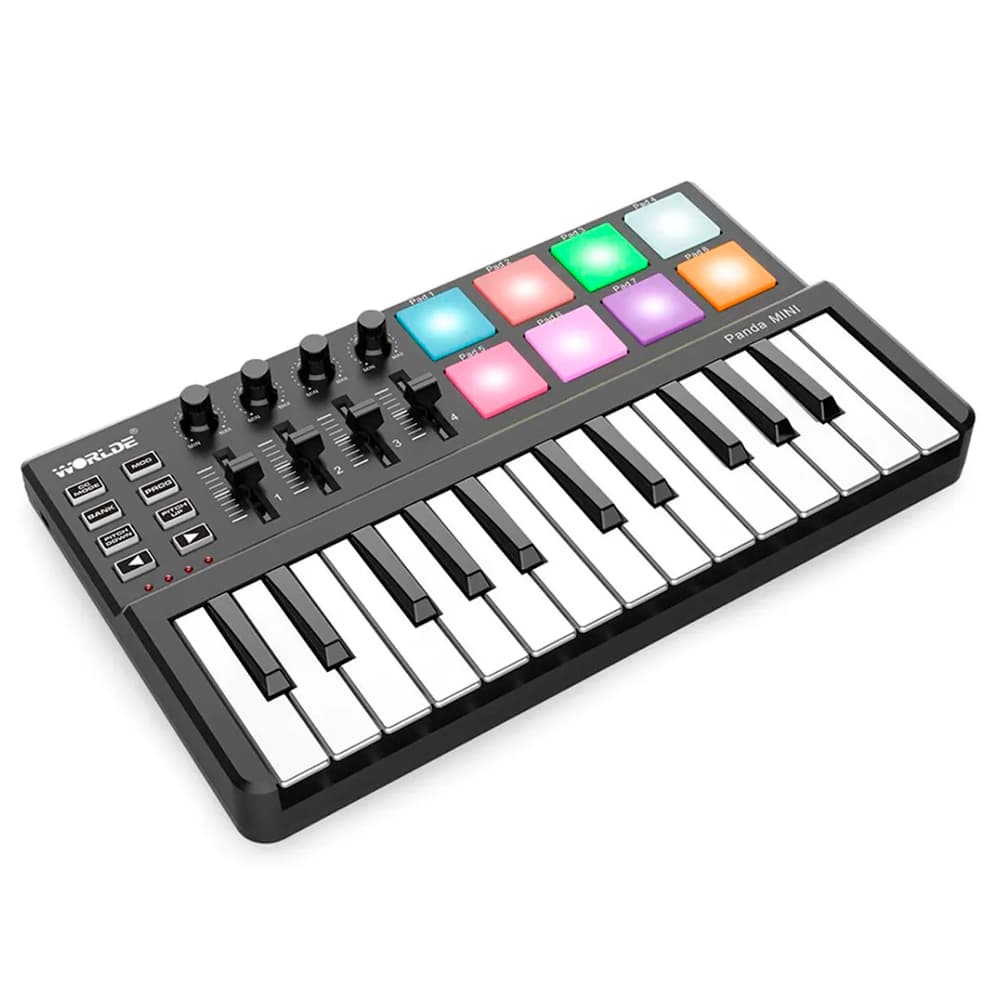 Mini Teclado Panda Mini 25 Teclas USB Luces Led