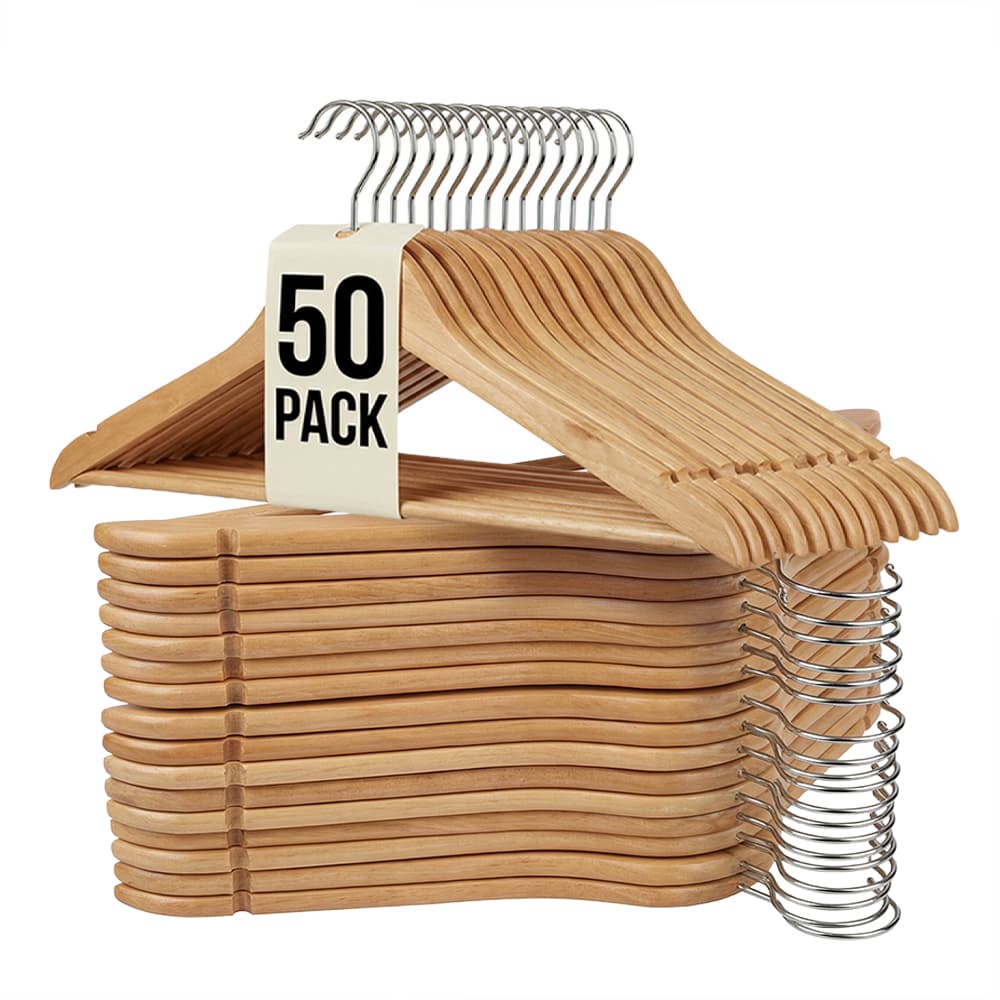 Kit X 50 Perchas de Madera Gadnic Antideslizante Pantalones Ropa
