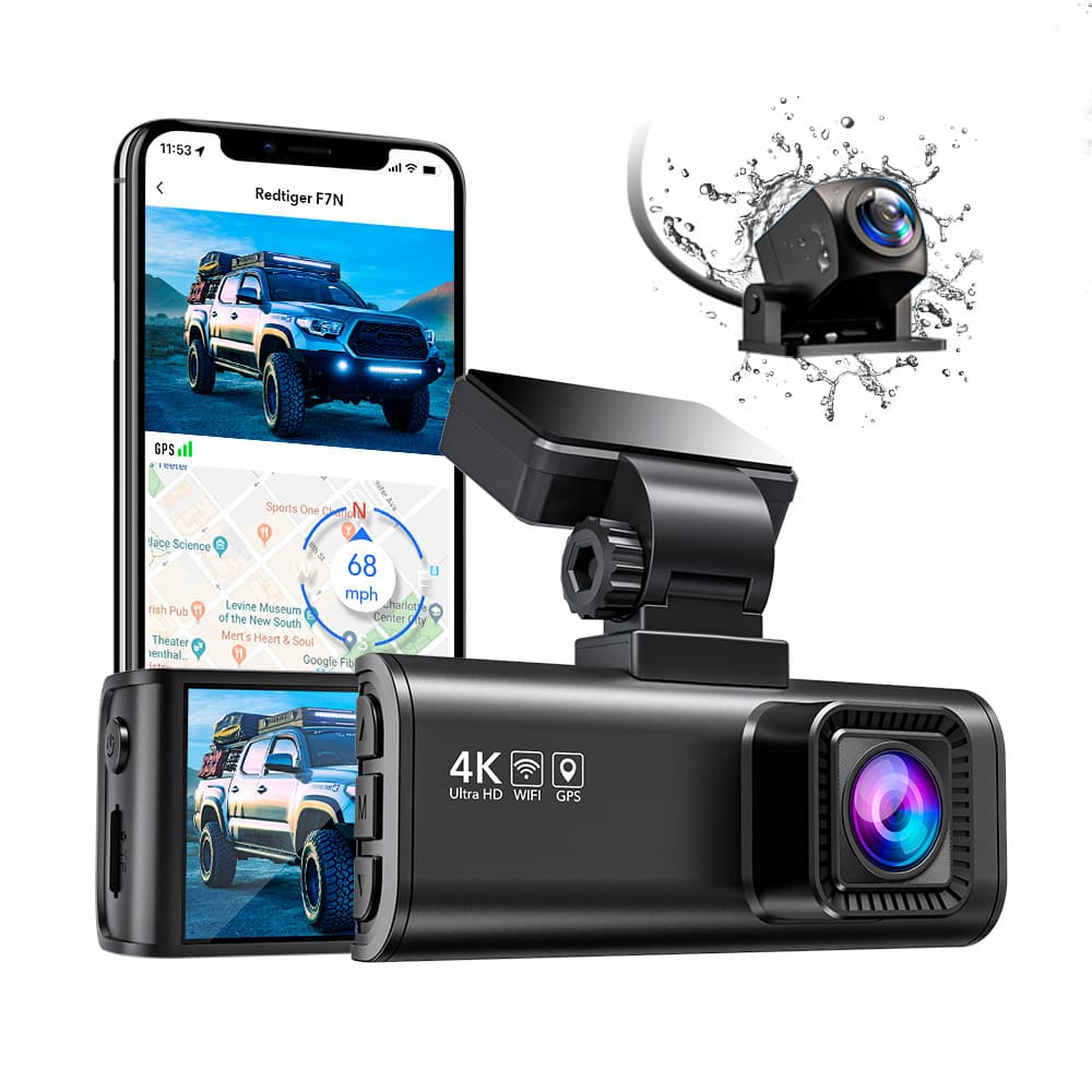 Dashcam RedTiger F7N Tactil 4K Camara trasera 318 Control por Voz GPS Visión Nocturna