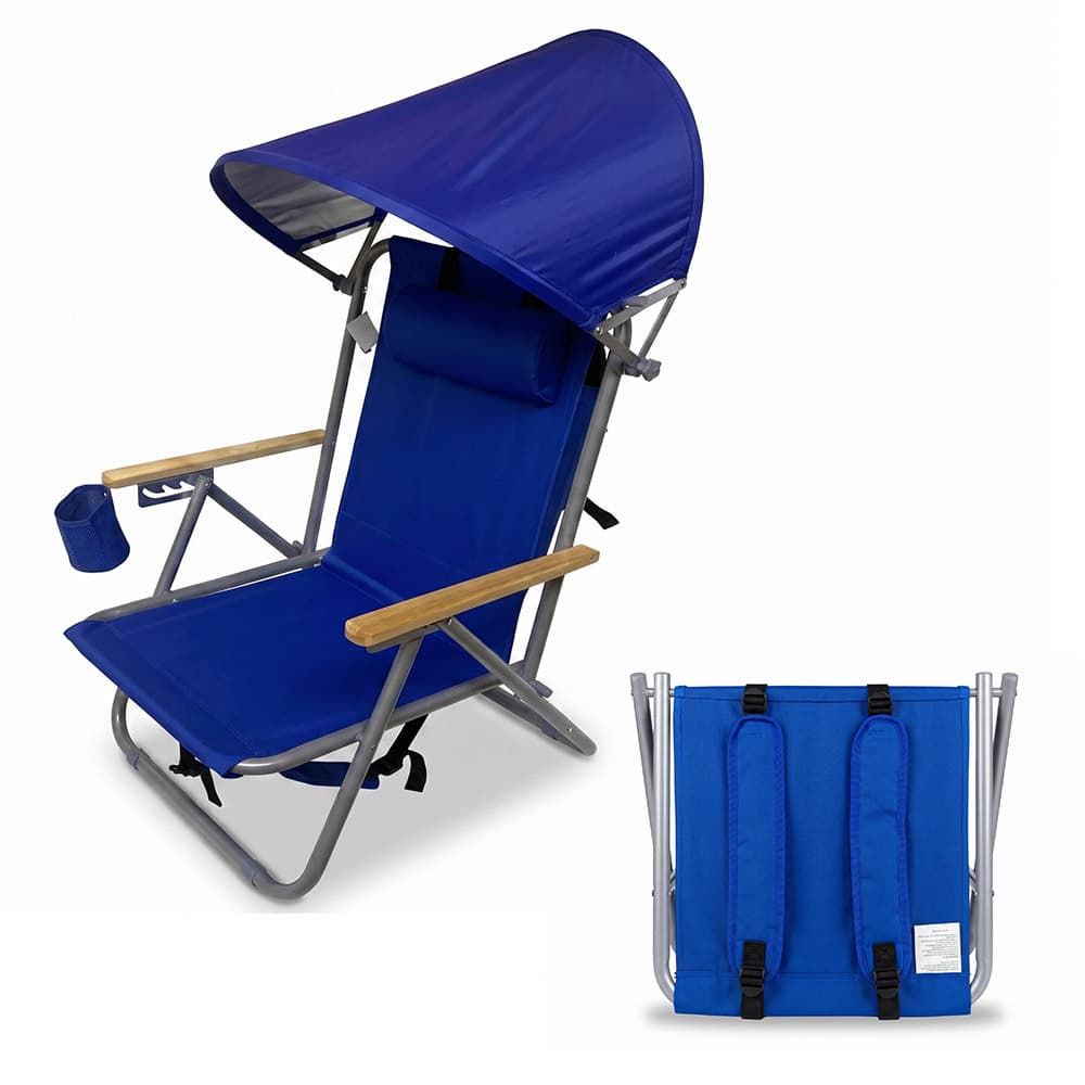 Reposera Plegable Playa Gadnic 4 Posiciones Reforzada Con Techo Reclinable 130kg