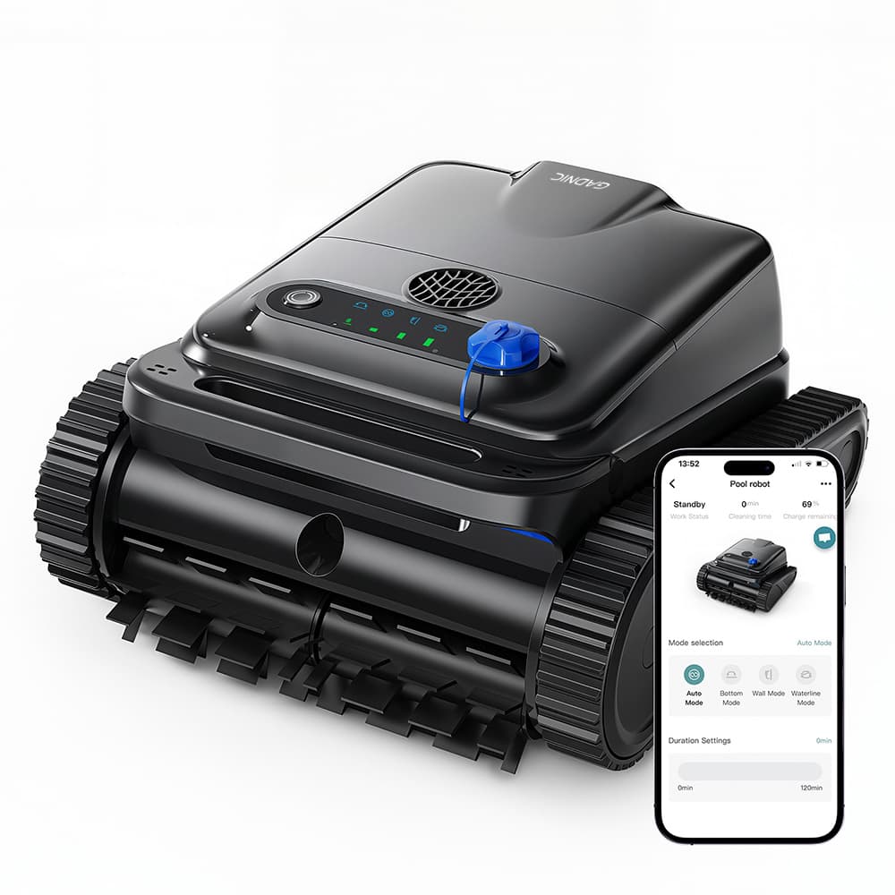 Robot Limpia Piletas Gadnic Barrefondos Inalámbrico 110W 4 Modos Pared Piso Linea de Agua