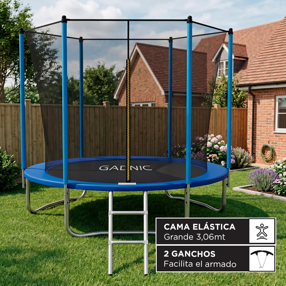 Cama Elástica Gadnic 306 cm Con Red de Seguridad Reforzada 10 Ft Outlet